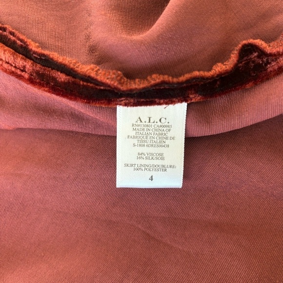 A.L.C. Carlo Cognac Rust Velvet Wrap Long Sleeve Dress 4 - Picture 10 of 10